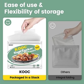 KOOC Slow Cooker Liners 11x17 inch 30 count Middle Size Disposable Pot Liners Cooking Bags Fit 2QT to 3QT Pot BPA Free Fresh Locking Seal Design