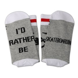 PXTIDY Skateboarding Socks Skateboard Lover Gifts I'd Rather Be Skateboarding Novelty Crew Socks Skateboard Gift for Skate Lover Coach (SKATEBOARDING)