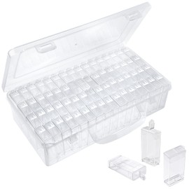 Jeesblsy Kiperline Diamond Painting Storage Box, Transparent Plastic Beads Storage, Diamond Painting Accessories Boxes, 64 Grids for DIY Crafts, Jewellery, Rhinestones