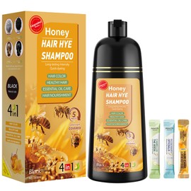 ZENITHGLO Black Hair Dye Shampoo 3 in 1 for Women & Men 100% Gray Hair Coverage - Herbal Ingredients Natural Plant Hair Color - Hair Dye in Minutes 17.6 Fl Oz