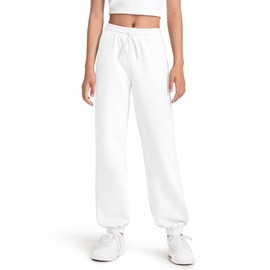 Somaibo Girls Sweatpants Athletic Joggers with Drawstring Waist and Pockets, Great for Teen Girls Size 11-12 Years White