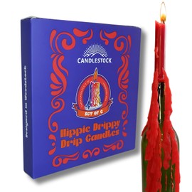 Candlestock Hippie Drippy Drip Candles - Pack of 6 Dripping Taper - Wine Bottle Melting Candles (Red)
