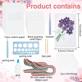 WEBEEDY 20 Sets Paper Quilling Kit for Adults Beginner DIY Birthday Flower Themes Quilling Blank Card Kit 5 Styles Happy Birthday Greeting Card Making Kit with Instruction for Friends Families
