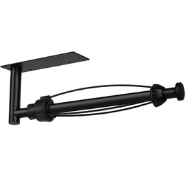 Gewtur Black Paper Towel Holder Under Cabinet, Single Hand Operable Wall Mount Paper Towel Roll Holder with Damping Effect, Self-Adhesive or Drilled for Kitchen Bathroom, SUS304 Stainless Steel