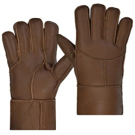 Harssidanzar Winter Leather Gloves,Men Warm Shearling Wool Lined Winter Cold Weather Gloves KM053US,Caramel,Szie XL
