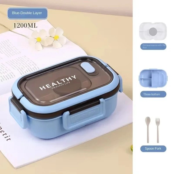 YIYUEQIANLI Lunch Box with Tableware for School Square Divided Microwave
