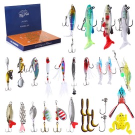 AnExer Fishing Advent Calendar 2024, Fishing Christmas Calendar, Fishing Tackle Advent Calendar, 24 Fishing Accessories Fishing Hooks Fishing Lure Advent Calendar for Fisher Men Adults Teens
