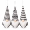 Christmas Gnome Hanging Ornaments - 3-Piece Gray Set with Patterned