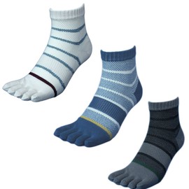 HAYASHI (WA940) Men's 5-Toe Socks, Comfortable All-Mesh Mid-Length Socks, Mesh Back for Breathable, Military Feet, Safety Shoes, For Work, 3 Pairs Set, 9.6 - 10.6 inches (24.5 - 27 cm), blue