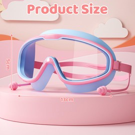 Zernblend Pink Waterproof Diving Goggles with Large Frame and Earplugs, Swimming Goggles, Kids Diving Goggles
