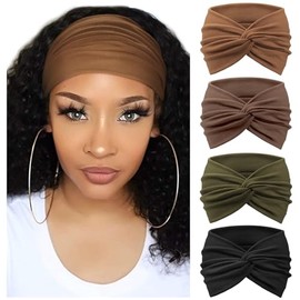 DRESHOW Pack of 4 Women's Headbands, Elastic Soft Headbands, Headband, Hair Band, Head Wrap, Cute Hair Accessories for Everyday, Yoga, Sports, Fitness