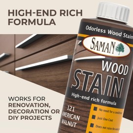 SamaN Interior Water Based Wood Stain - Natural Stain for Furniture, Moldings, Wood Paneling, Cabinets (American Walnut TEW-121-12, 12 oz)