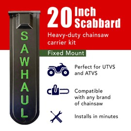 SawHaul Universal Chainsaw Carrier Kit for Tractors (Fixed - Tubing and ROPS, Green, 20 Inch Scabbard)
