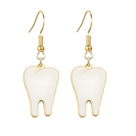 coadipress Dental Teeth Earrings for Women Creative Cute Teeth Dangle Earrings Tooth Charm Earrings Funny 3D Tooth Model Medical Hygienist Dentist Gift for Dental Assistant (White Teeth)