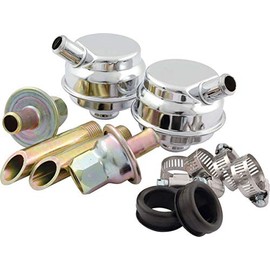 Allstar Performance ALL34145 Crankcase Evacuation System, Weld-On, Breathers/Grommets/Check Valves/Nipples, Requires 5/8 in Hose, Steel, Universal, Kit