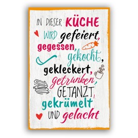 In dieser Küche wird gefeiert - Home Sign with Quote Gift and Decoration