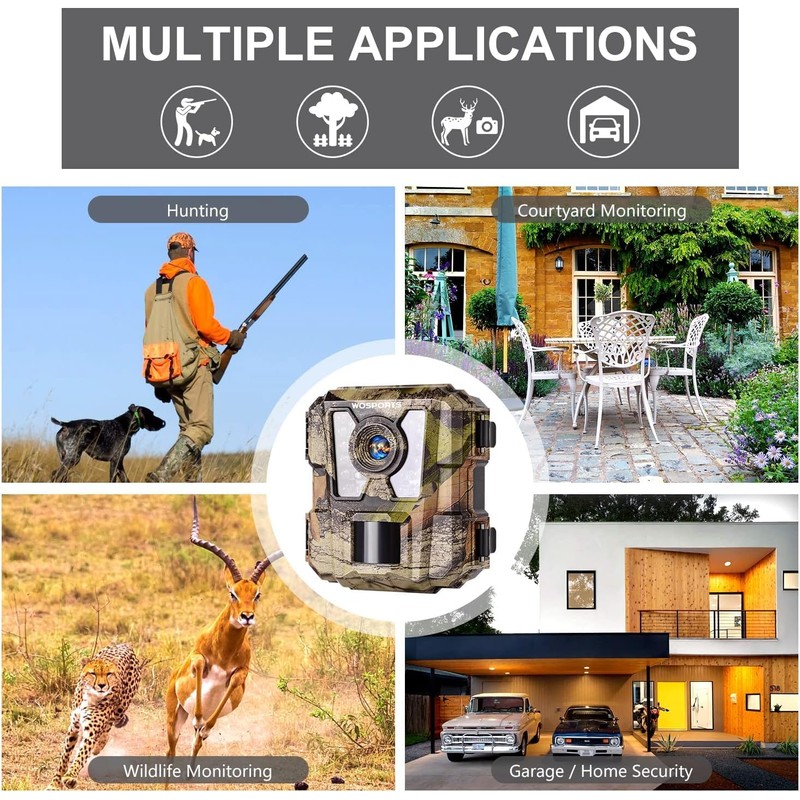 WOSPORTS Mini Trail Camera,24MP 1080P HD Game Camera Motion Activated