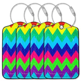 Gowraps Luggage Tags for Suitcases-Colorful Luggage Tag 4 Pack with Loops Cute Bag/Backpack/Suitcase Tags Bulk Travel Essentials for Flying
