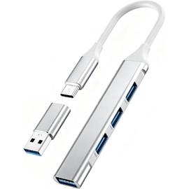 La Brodée Hub USB C, 4 Puertos Mini USB con Adaptador USB C a USB, Hub expansor USB C para portátil (3 USB2.0, 1 USB3.0), Hub de Datos portátil