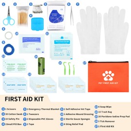 Pet Outdoor First Aid Kit - Vet-Approved Emergency Supplies for Dogs, Cats & Even Humans - Waterproof Hard Case with Tick Remover Tool & Portable Pill Box for Home, Travel, Car, Camping & Hiking