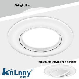 KnLnny Ware 4 Inch Recessed Lighting 6 Pack,Ajustable Led Eyeball Gimbal Light,Led Recessed Lighting 4 Inch Ceiling Light with Junction Box,5CCT Selectable,Airtight,9W 750LM,Dimmable,ETL Listed