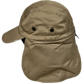 Mrlahat Adjustable Outdoors Fishing Cap with Long Ear and Neck Flap Sun Cover Unisex (Khaki)