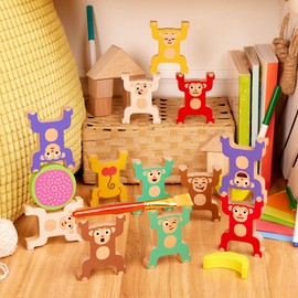 Battat Education – Stacking Toy for Kids – Wooden Monkeys – Developmental Toy – Fine Motor Skills – 3 Years + – Stacking Monkeys