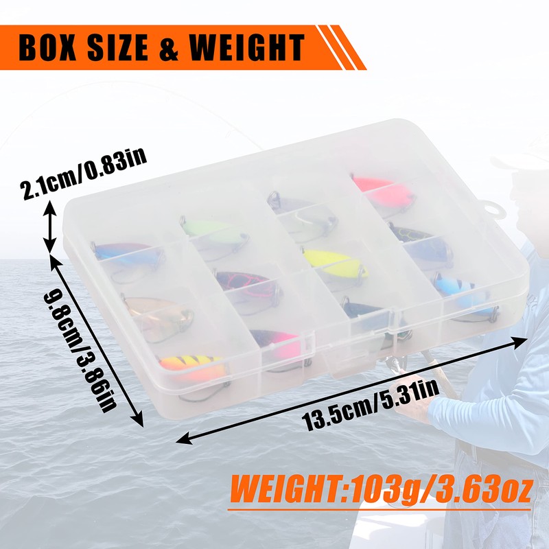 Fishing Lure Spinner Bait, 12pcs Spoon Lures Hard Metal Fishing