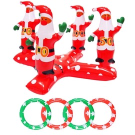 MORAINJAY Christmas Ring Toss Game Inflatable Nutcracker Rings Toss Toys Diffierent Scores Set for Kids,Adults,Xmas Party Toss Games Target Toy Christmas Stocking Filler Games for Party Favors