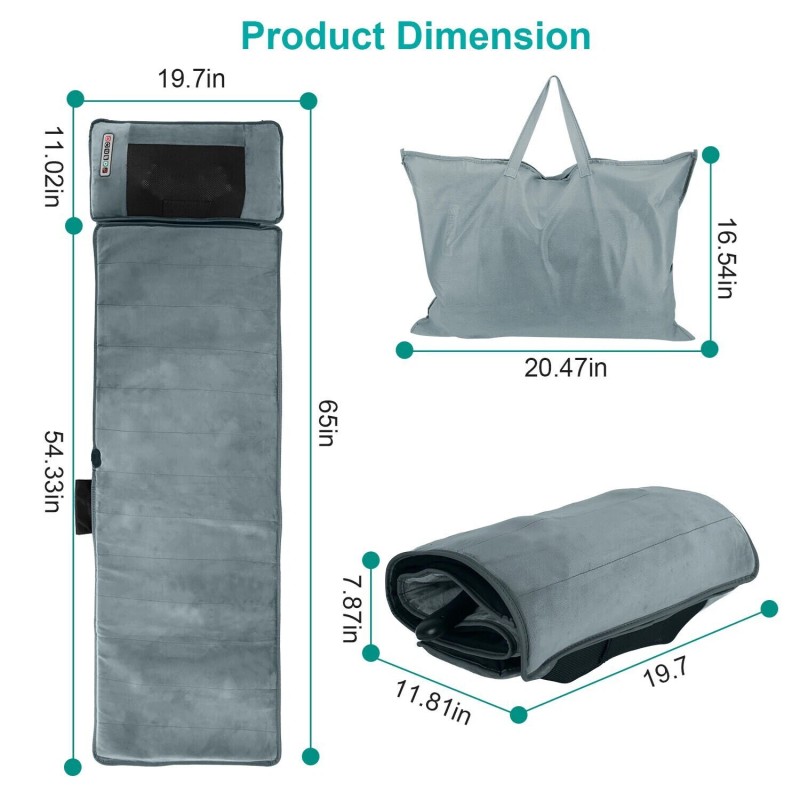 Full Body Electric Massage Mat w/Heat Vibration Massage Pad Cushion