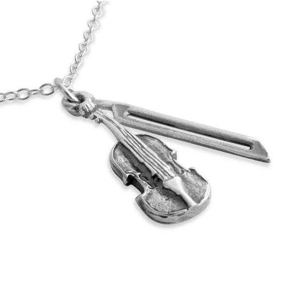 AZAGGI Sterling Silver Handcrated Violin and Bow Necklace (20)