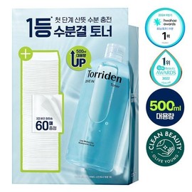 [Gift Event/Large Capacity] Torridon Dive-In Low-Molecular Hyaluronic Acid Toner 500ml (+60 Cotton Pads) / 토리든 다이브인 저분자 히알루론산 토너 500ml 기획 (+화장솜 60매 증정)