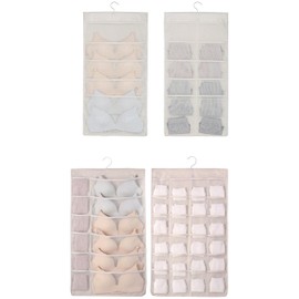 (Set of 2, 4 pockets with different layouts on each side) Double-sided storage hangers, bra storage, closet organization, underwear storage, space-saving, lightweight and durable (36+15pockets)