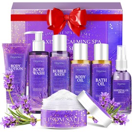Spa Gifts for Women,Bath Body Care Wash Christmas Gifts Baskets for Women,Relaxation Calming Lavender Spa Set Home Self Care Shower Kit Birthday Valentines Stocking Stuffers for Mom Wife Sister