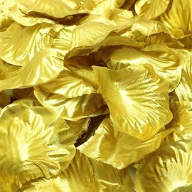 CATTREE Fake Rose Petals for Romantic Night, Artificial Silk Flowers Faux Golden Petal Bedroom Decor Wedding Corridor Bridal Decorations Party Ceremony - Gold 1000 PCS