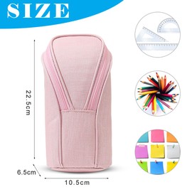Gsrhzd Pencil Case, Aesthetic Special Pencil Case with Compartments, Standing Cute Pencil Bag for Women Kids Boys Girls Adult, Pink