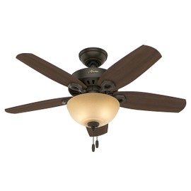 Hunter Fan 42 inch Small Room Ceiling Fan in Snow White with Bowl Light Kit (Renewed) (New Bronze)