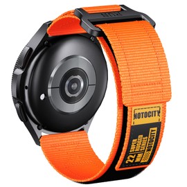 NotoCity for Garmin Vivoactive 4 Band/Venu 3 Band, 22mm Nylon Rugged Loop Strap for Galaxy Watch 3 45mm/Galaxy Watch 46mm/Gear S3 Frontier Band (Orange,L)