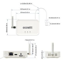 Ecowitt GW3000 Wi-Fi & Ethernet Weather Station Gateway, with Built-in Temperature, Humidity and Barometric Sensors with SD Card Port, 915 MHz