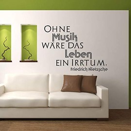 Sunnywall Wall Sticker with German Text "Ohne Musik was das Leben ein Errtum". Friedrich Nietzsche Wall Sticker