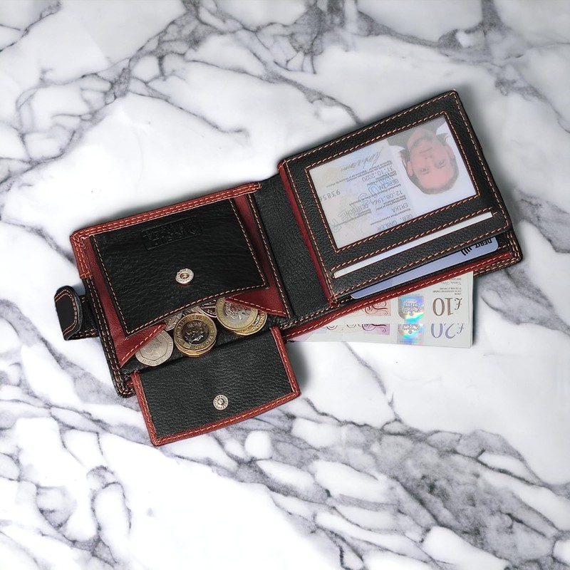 MORUCHA Mens RFID Blocking Real Soft Leather Passcase Wallet with