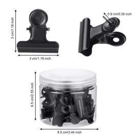 30 Pieces Push Pins Clips, Bulldog Clips with Thumb Tacks for School Artworks Projects on Cork Board, Photos Documents on Bulletin Board, No Holes for The Paper on Cubicle Walls (Black)