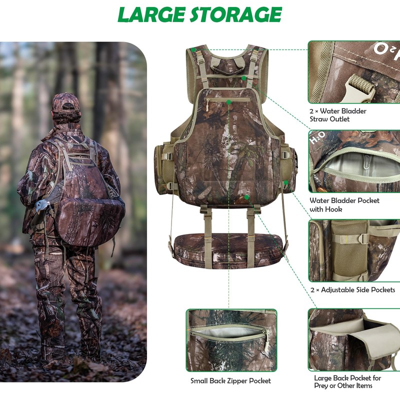NEW VIEW Turkey Vest with Seat, Adjustable Comfortable Turkey Hunting