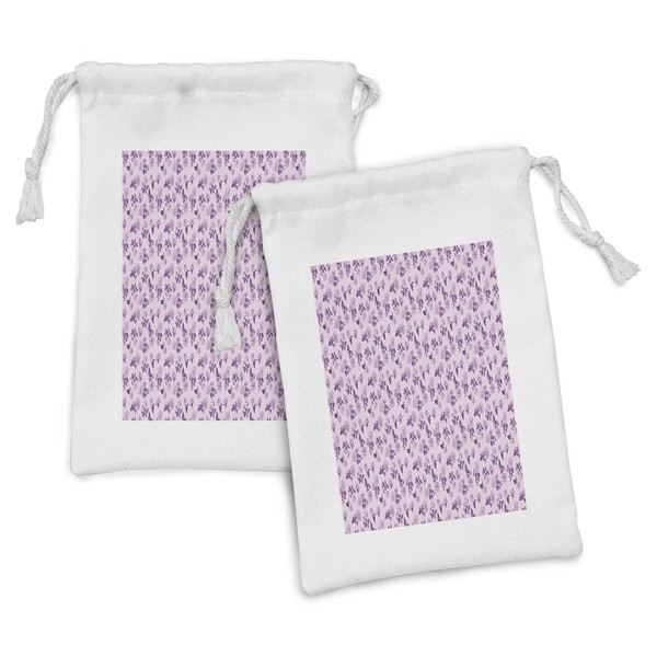Lunarable Purple Floral Fabric Pouch Set of 2, Continuous and