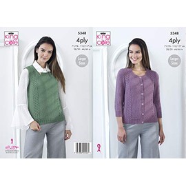 King Cole 5348 Knitting Pattern Womens Cardigan and Top in King Cole Merino 4Ply