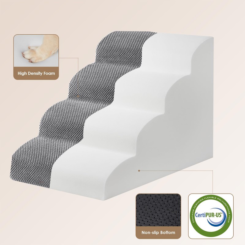 EHEYCIGA Curved Dog Stairs Ramp for High Beds 19.7" H,