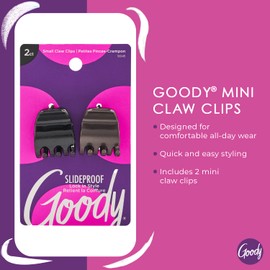 Goody Classics Mini Claw Clips - All Hair Types - Great for Easily Pulling Up Your Hair - Pain-Free Hair Accessories for Women, Men, Boys & Girls (Pack of 2)