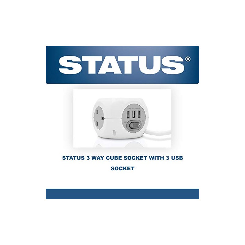 Status 3 Way 1.4 Metre Cube Extension Socket With 3