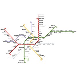 24x36 gallery poster, Milan Metro Map rapid transit system, Italy