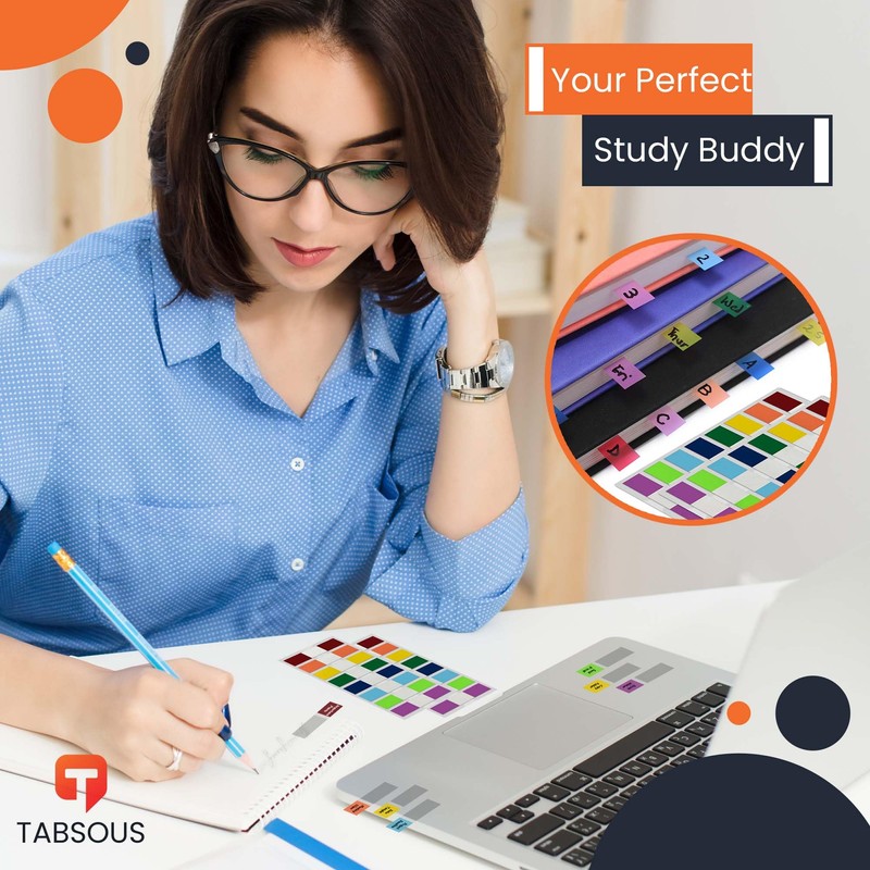 Tabsous Sticky Tabs for Books, Notebooks & Documents - Annotate,